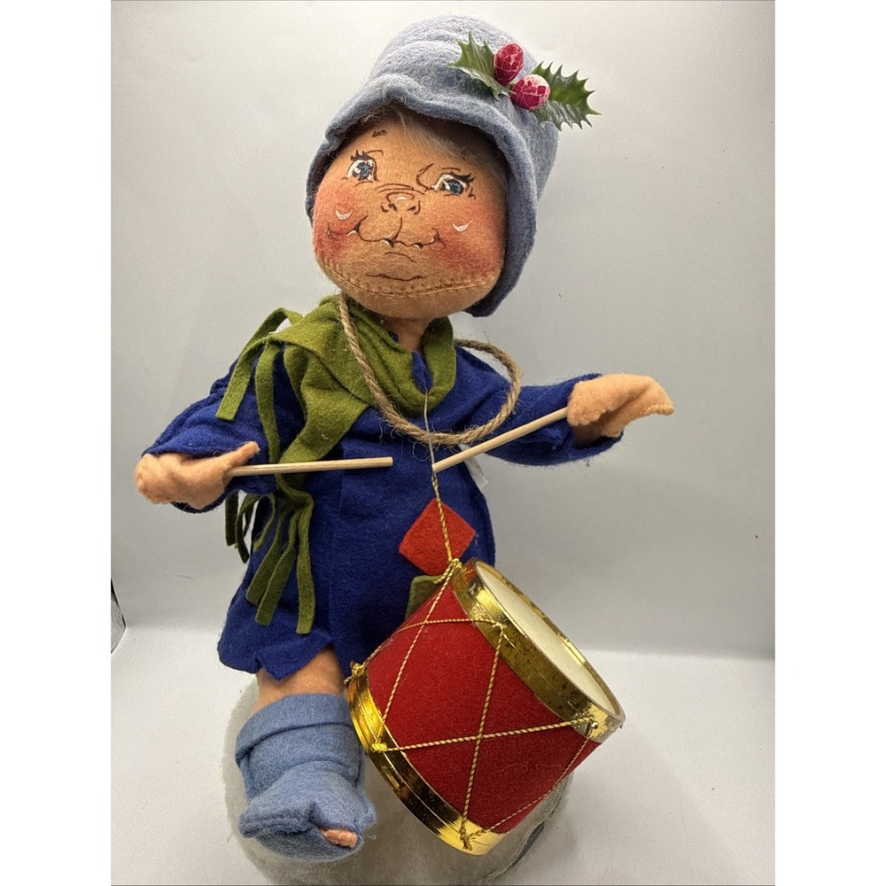 Annalee Little Drummer Boy Blue Doll Christmas 1989 W/tags &stand